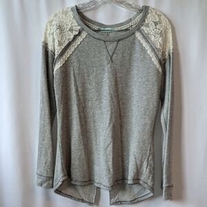 Maurices Gray Sweatshirt Crochet Split Back Women's S